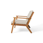 Ensemble causeuse et table basse d'extérieur en bois d'acacia Temecula avec coussins par Christopher Knight Home