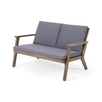Ensemble causeuse et table basse d'extérieur en bois d'acacia Temecula avec coussins par Christopher Knight Home