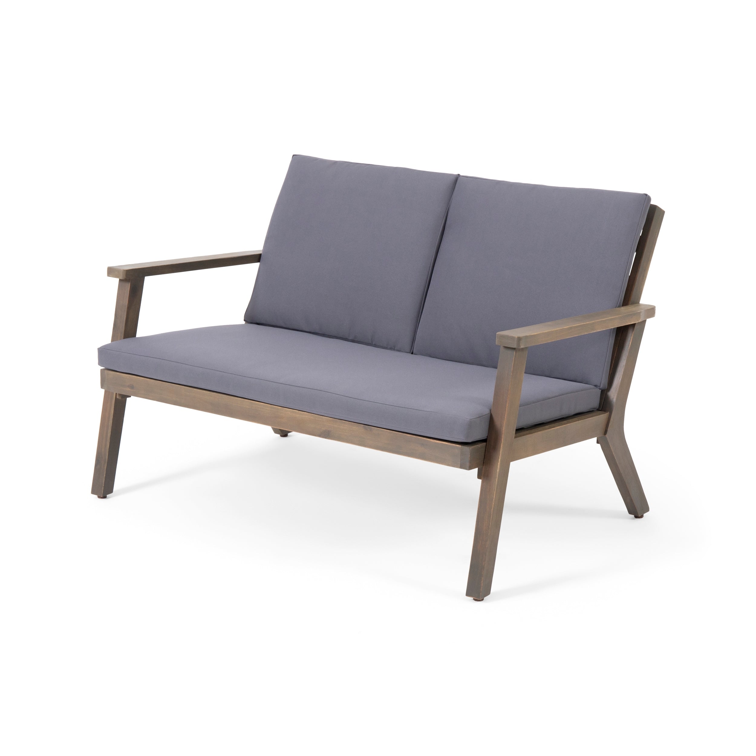 Ensemble causeuse et table basse d'extérieur en bois d'acacia Temecula avec coussins par Christopher Knight Home