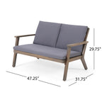 Ensemble causeuse et table basse d'extérieur en bois d'acacia Temecula avec coussins par Christopher Knight Home