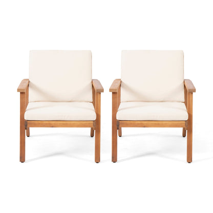 Fauteuils club d'extérieur en bois d'acacia Temecula avec coussins (lot de 2) par Christopher Knight Home