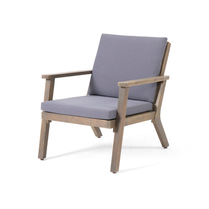 Fauteuils club d'extérieur en bois d'acacia Temecula avec coussins (lot de 2) par Christopher Knight Home