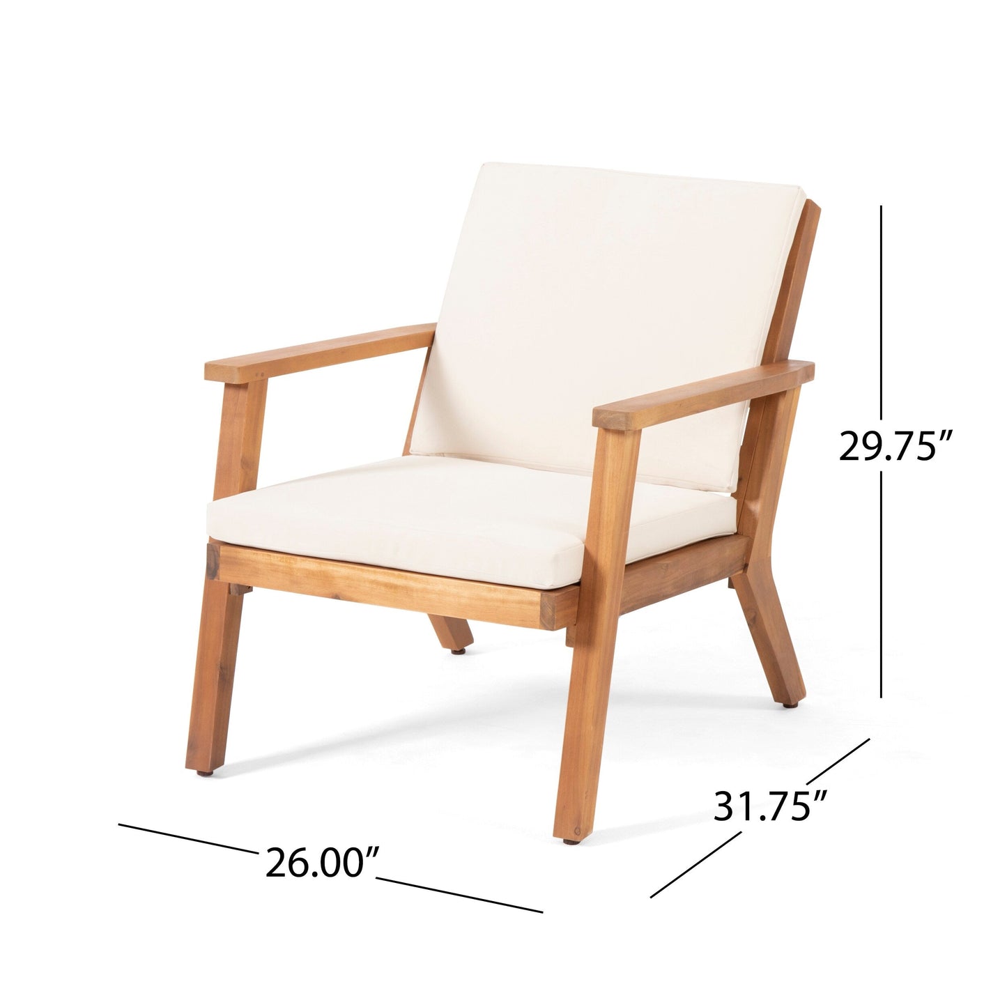 Fauteuils club d'extérieur en bois d'acacia Temecula avec coussins (lot de 2) par Christopher Knight Home
