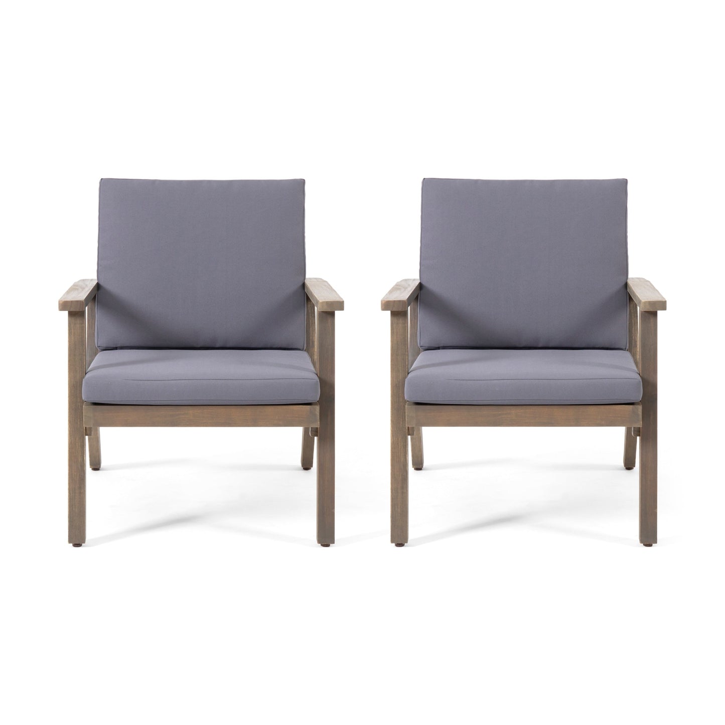 Fauteuils club d'extérieur en bois d'acacia Temecula avec coussins (lot de 2) par Christopher Knight Home