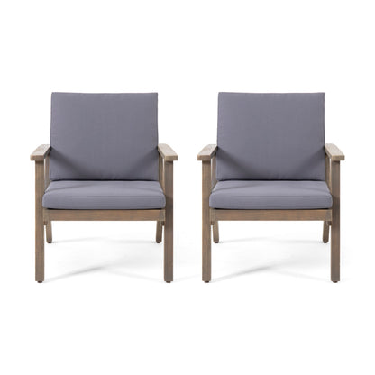 Fauteuils club d'extérieur en bois d'acacia Temecula avec coussins (lot de 2) par Christopher Knight Home
