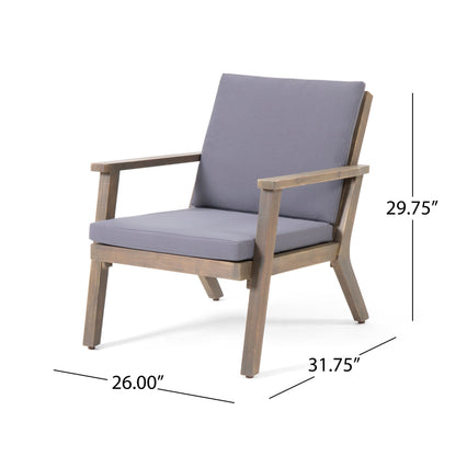 Fauteuils club d'extérieur en bois d'acacia Temecula avec coussins (lot de 2) par Christopher Knight Home
