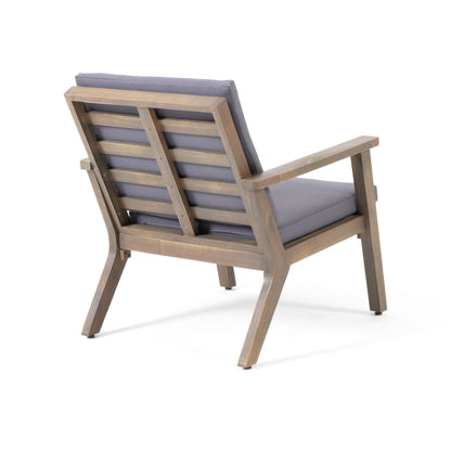 Fauteuils club d'extérieur en bois d'acacia Temecula avec coussins (lot de 2) par Christopher Knight Home