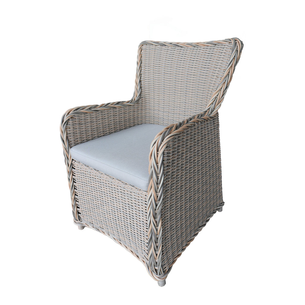 Ensemble de salle à manger Teva Furniture Hawaii PE Wicker 3 tons gris/blanc cassé/beige avec coussin