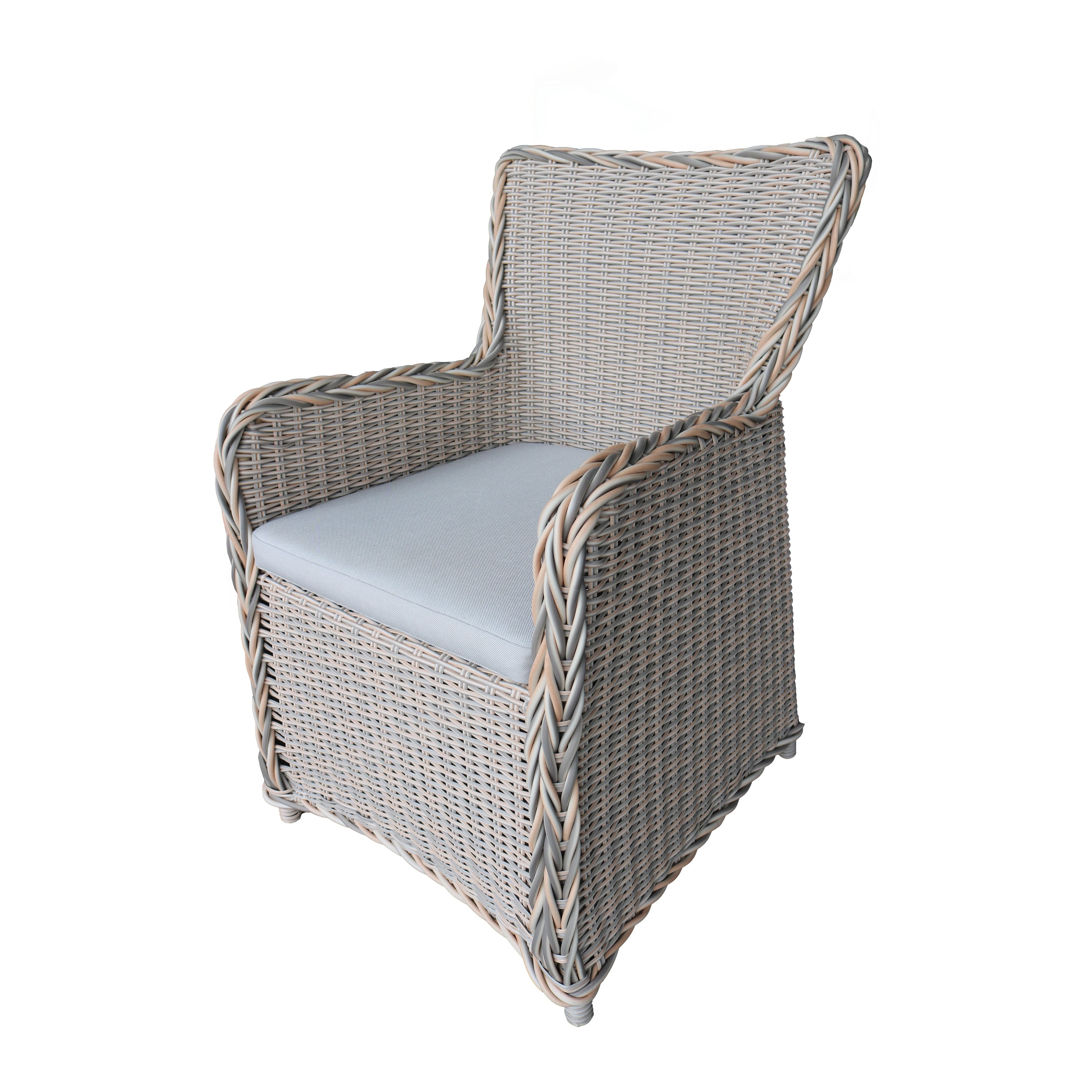 Ensemble de salle à manger Teva Furniture Hawaii PE Wicker 3 tons gris/blanc cassé/beige avec coussin
