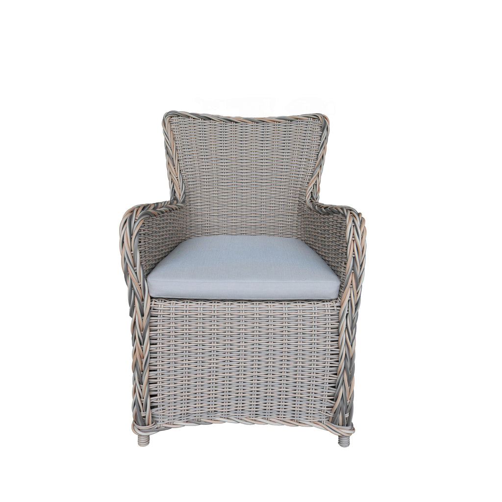 Ensemble de salle à manger Teva Furniture Hawaii PE Wicker 3 tons gris/blanc cassé/beige avec coussin