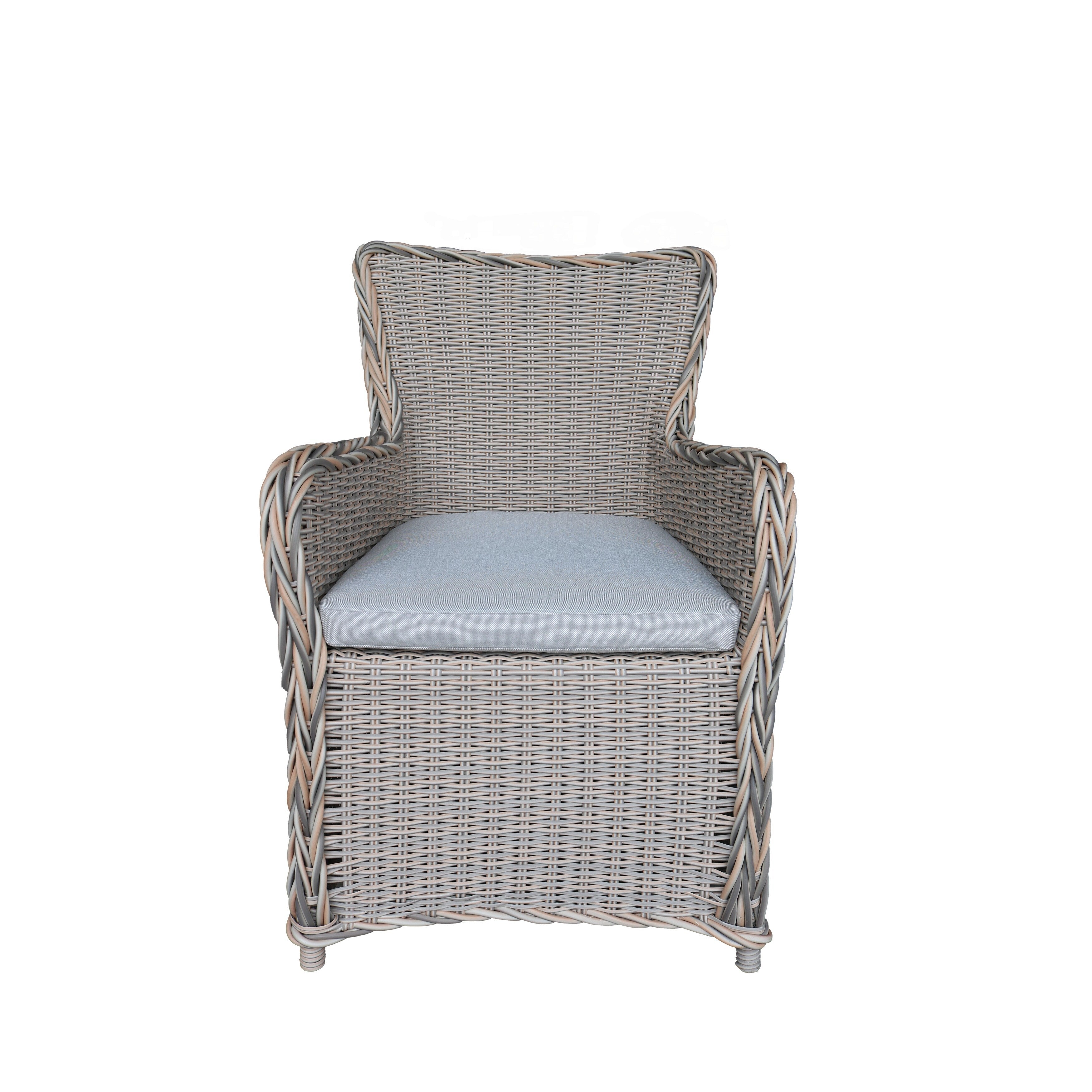 Ensemble de salle à manger Teva Furniture Hawaii PE Wicker 3 tons gris/blanc cassé/beige avec coussin