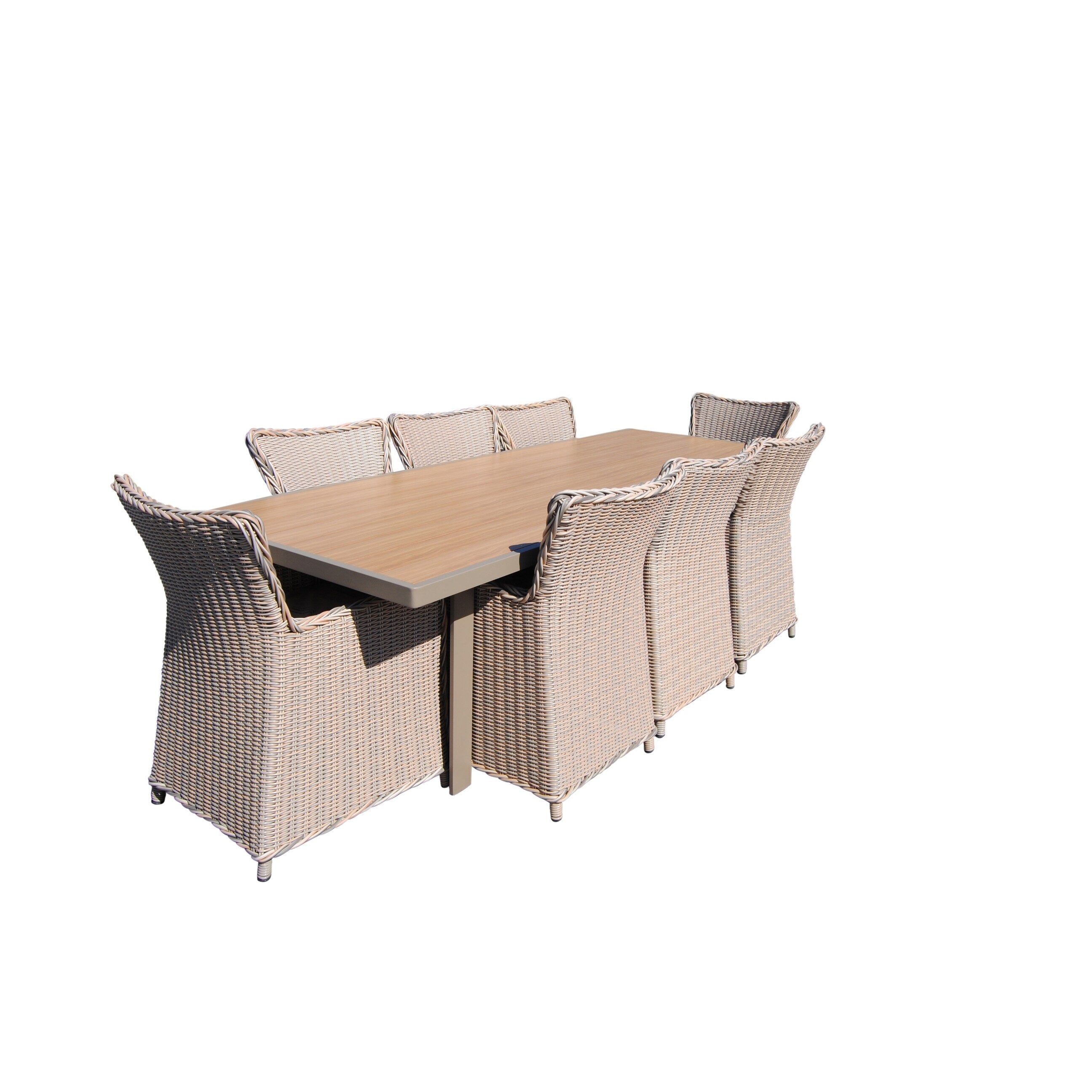 Ensemble de salle à manger Teva Furniture Hawaii PE Wicker 3 tons gris/blanc cassé/beige avec coussin