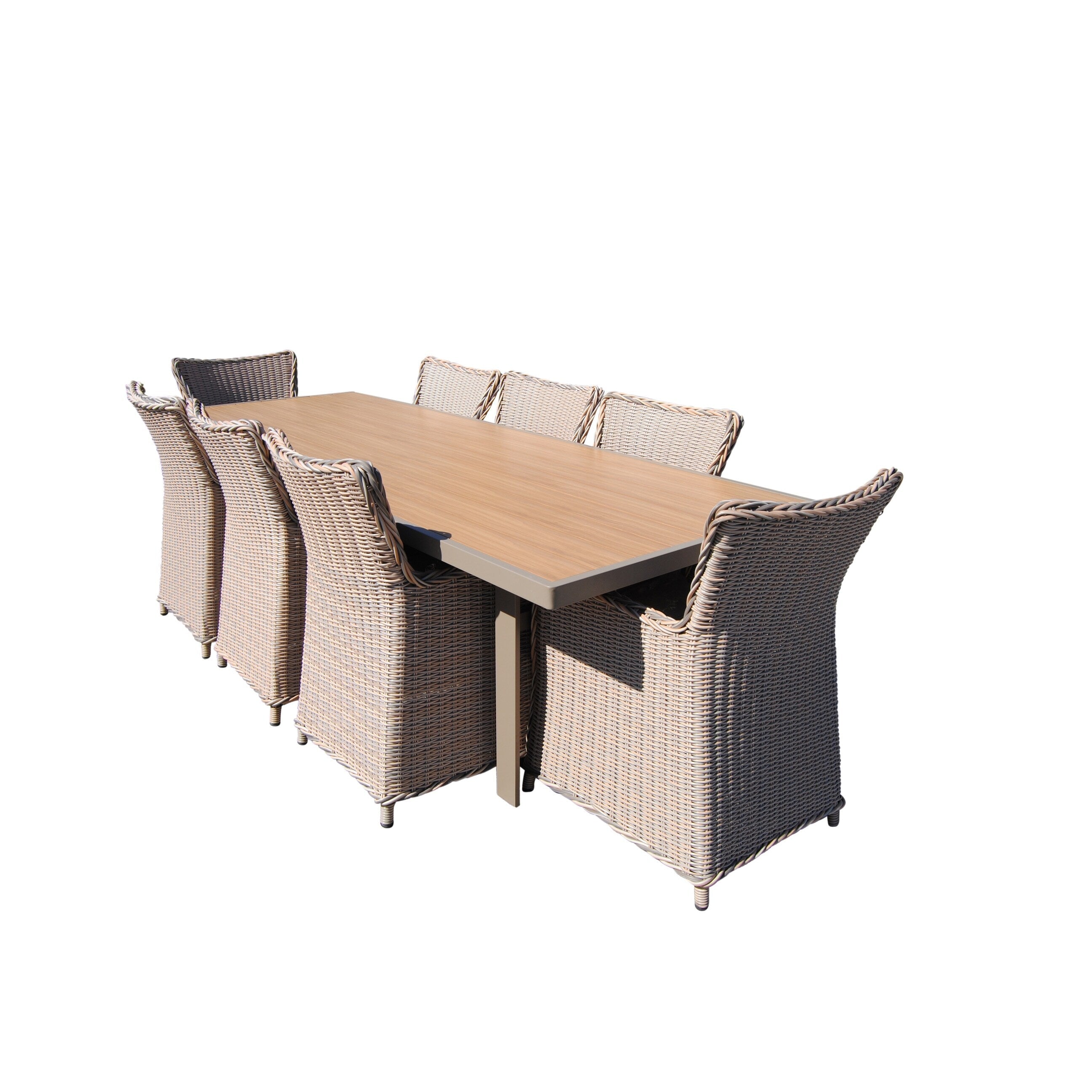Ensemble de salle à manger Teva Furniture Hawaii PE Wicker 3 tons gris/blanc cassé/beige avec coussin