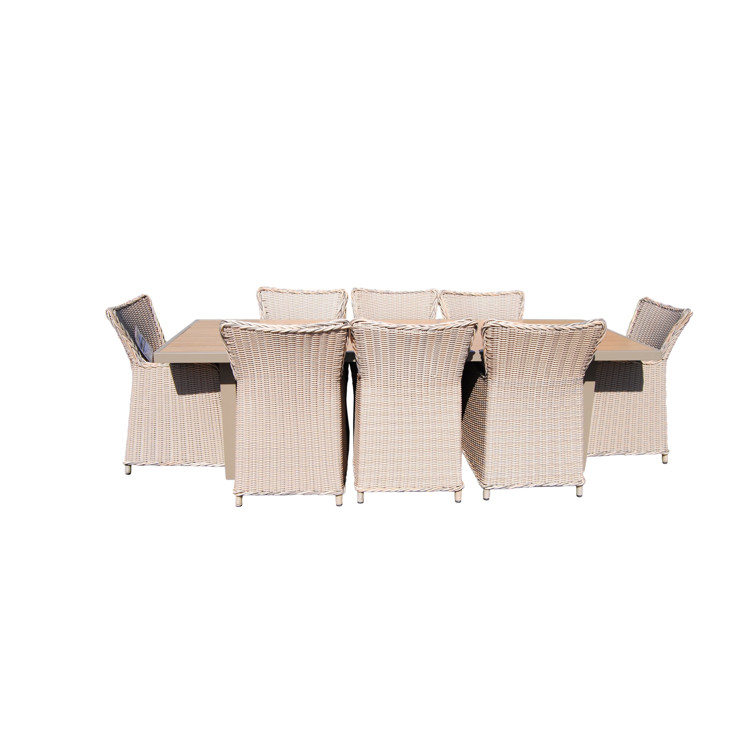 Ensemble de salle à manger Teva Furniture Hawaii PE Wicker 3 tons gris/blanc cassé/beige avec coussin