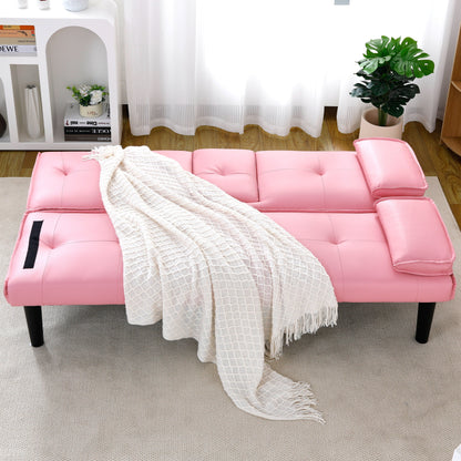 Canapé-lit multifonctionnel en PVC de 67 pouces, pliable et avec porte-gobelet