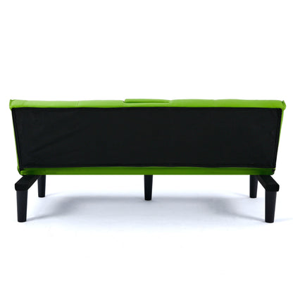 Le canapé-lit multifonctionnel en PVC noir de 67 pouces avec un design pliable et porte-gobelet