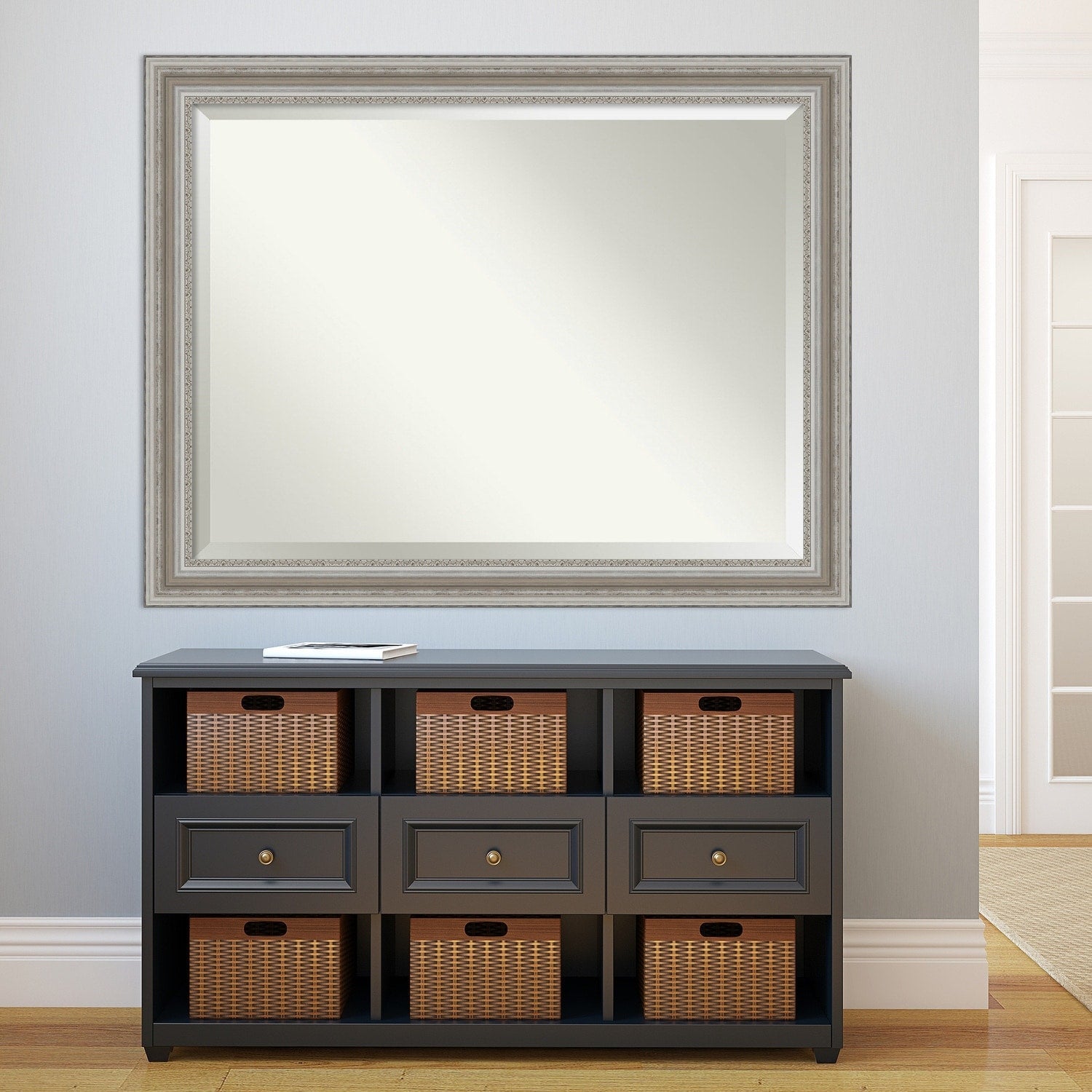 Miroir mural biseauté pour salle de bain - Cadre argenté Parlor