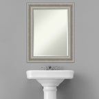 Miroir mural biseauté pour salle de bain - Cadre argenté Parlor
