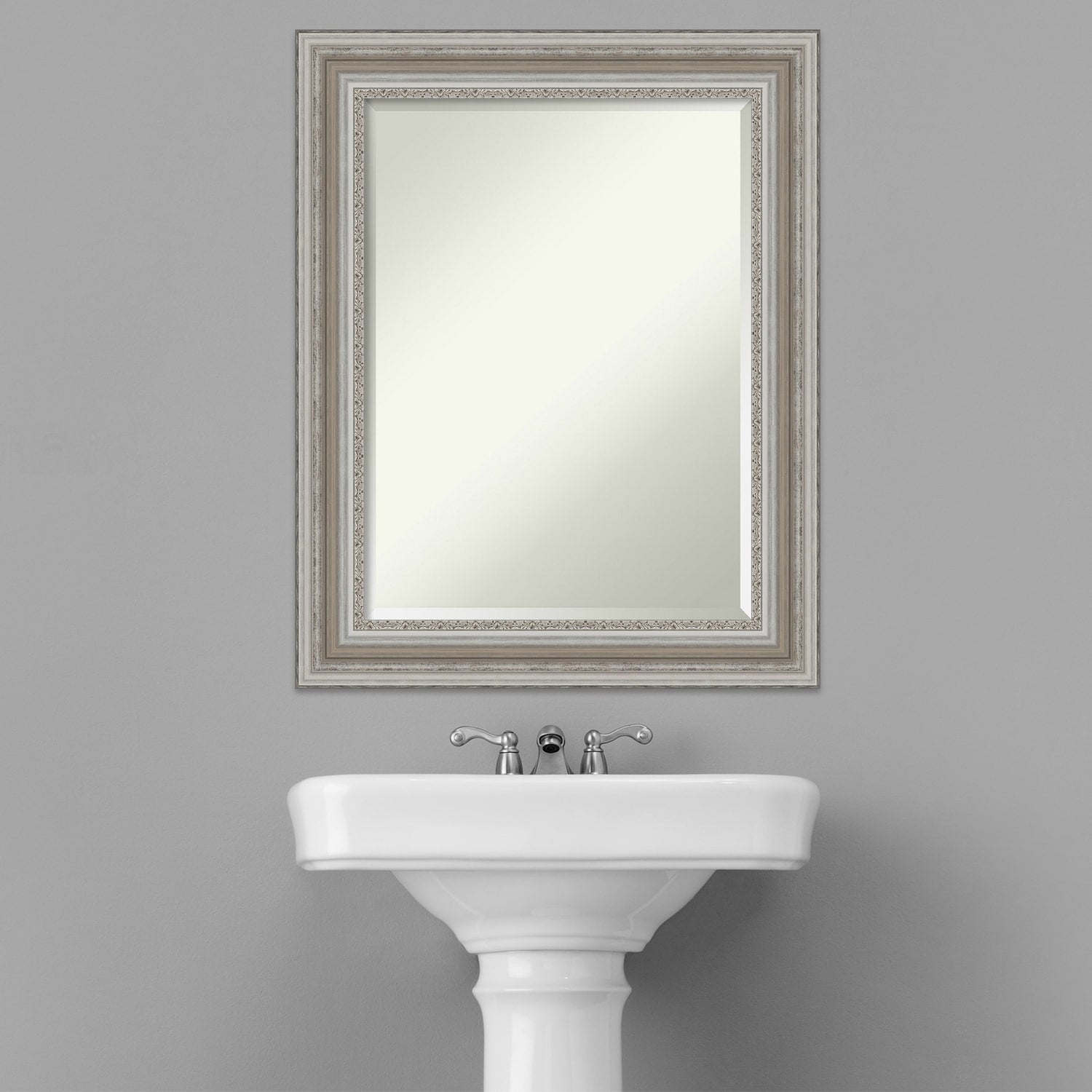 Miroir mural biseauté pour salle de bain - Cadre argenté Parlor