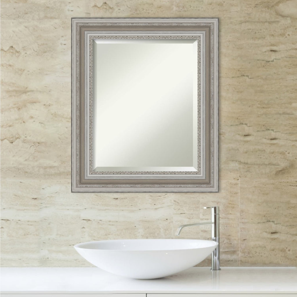 Miroir mural biseauté pour salle de bain - Cadre argenté Parlor