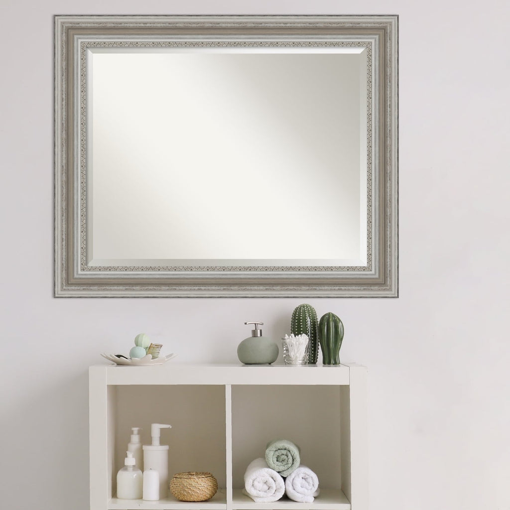 Miroir mural biseauté pour salle de bain - Cadre argenté Parlor