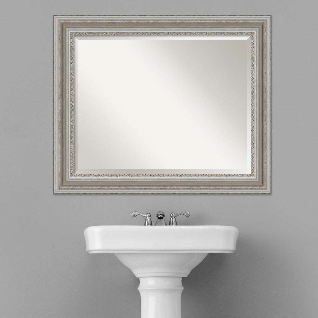 Miroir mural biseauté pour salle de bain - Cadre argenté Parlor