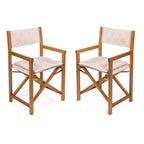 Chaise de réalisateur d'extérieur classique Theo, style milieu de siècle, pliable, en bois d'acacia, avec dossier matelassé en losanges et coussin (lot de 2) par JONATHAN Y