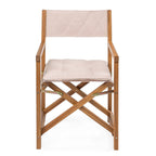 Chaise de réalisateur d'extérieur classique Theo, style milieu de siècle, pliable, en bois d'acacia, avec dossier matelassé en losanges et coussin (lot de 2) par JONATHAN Y