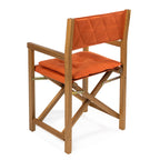Chaise de réalisateur d'extérieur classique Theo, style milieu de siècle, pliable, en bois d'acacia, avec dossier matelassé en losanges et coussin (lot de 2) par JONATHAN Y