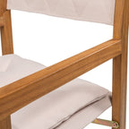 Chaise de réalisateur d'extérieur classique Theo, style milieu de siècle, pliable, en bois d'acacia, avec dossier matelassé en losanges et coussin (lot de 2) par JONATHAN Y
