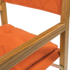 Chaise de réalisateur d'extérieur classique Theo, style milieu de siècle, pliable, en bois d'acacia, avec dossier matelassé en losanges et coussin (lot de 2) par JONATHAN Y