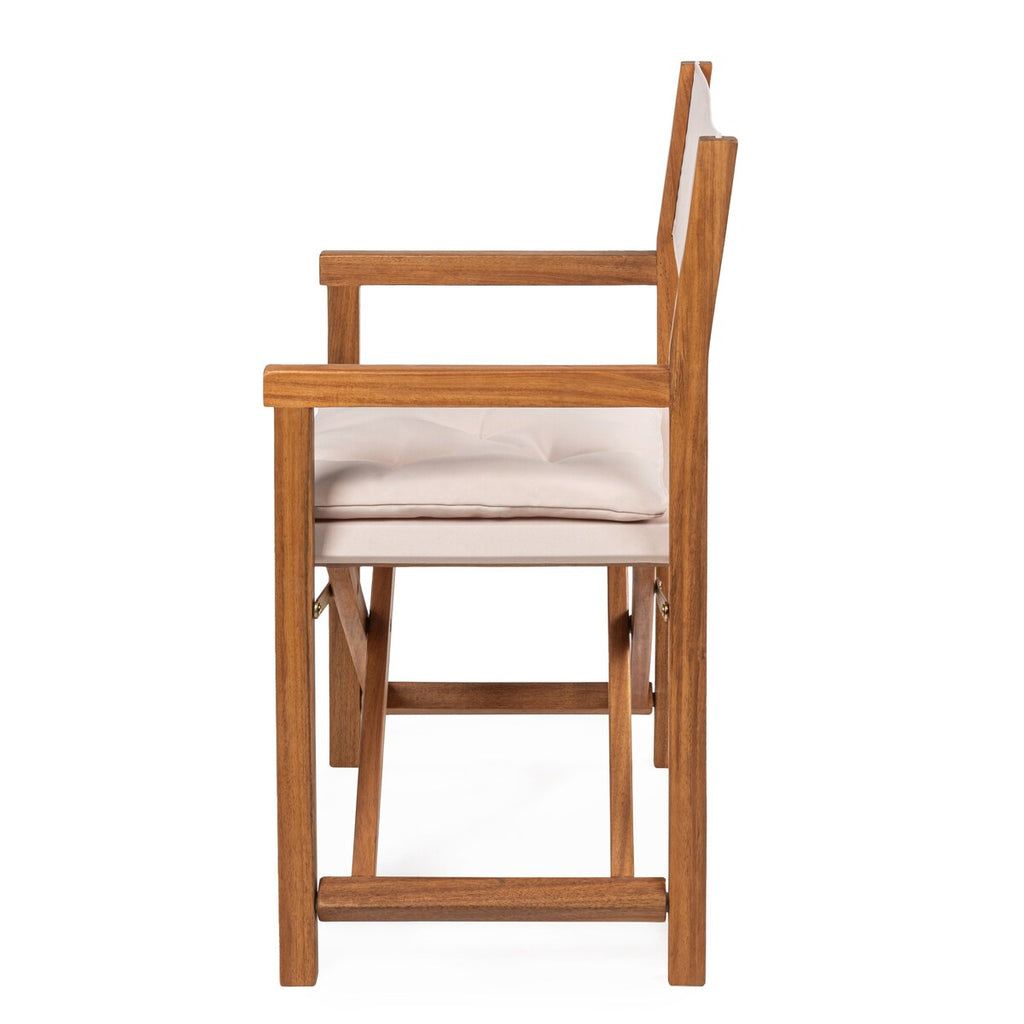 Chaise de réalisateur d'extérieur classique Theo, style milieu de siècle, pliable, en bois d'acacia, avec dossier matelassé en losanges et coussin (lot de 2) par JONATHAN Y