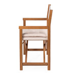 Chaise de réalisateur d'extérieur classique Theo, style milieu de siècle, pliable, en bois d'acacia, avec dossier matelassé en losanges et coussin (lot de 2) par JONATHAN Y