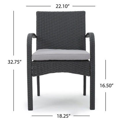 Ensemble de salle à manger d'extérieur en osier Theodore 5 pièces avec coussin par Christopher Knight Home