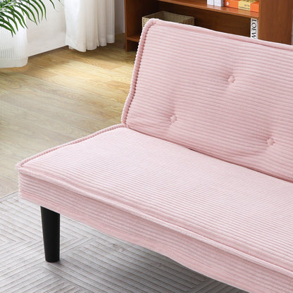 Ce canapé-lit en velours côtelé de 66 pouces peut basculer entre les deux formes confortables