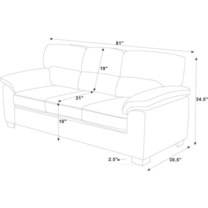 Canapé trois places en cuir - 30,5 P x 81 L x 34,5 H