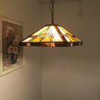 Suspension Tiffany à 2 lumières en bronze noirâtre