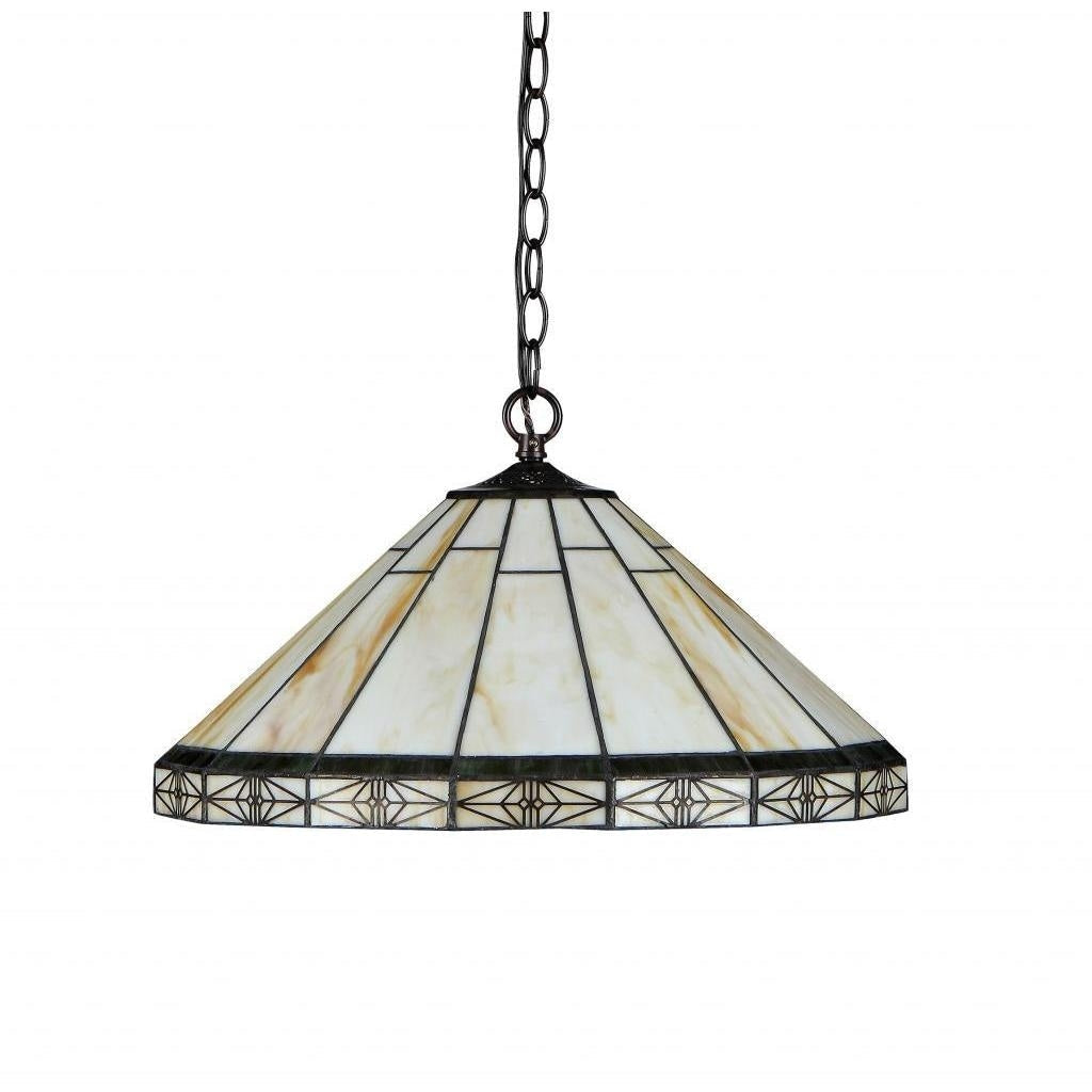 Suspension en bronze à 2 lumières de style Tiffany Mission Design