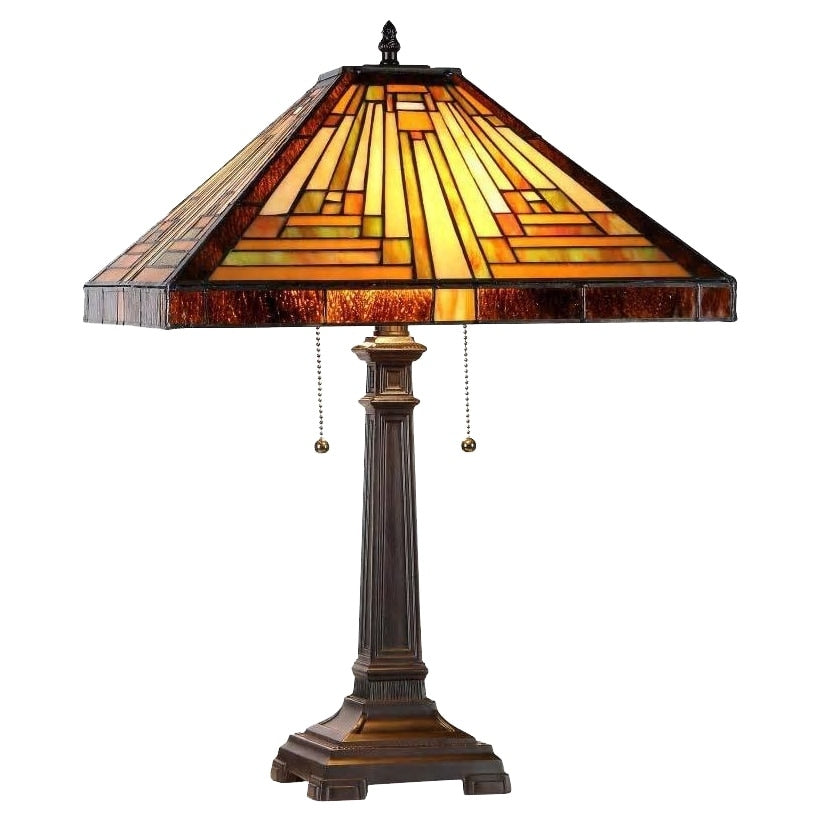 Lampe de table style Tiffany Mission Design à 2 lumières en bronze antique foncé