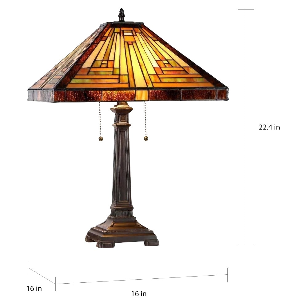 Lampe de table style Tiffany Mission Design à 2 lumières en bronze antique foncé
