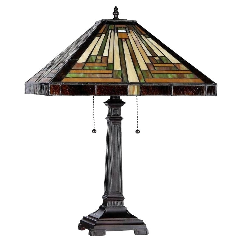 Lampe de table style Tiffany Mission Design à 2 lumières en bronze antique foncé