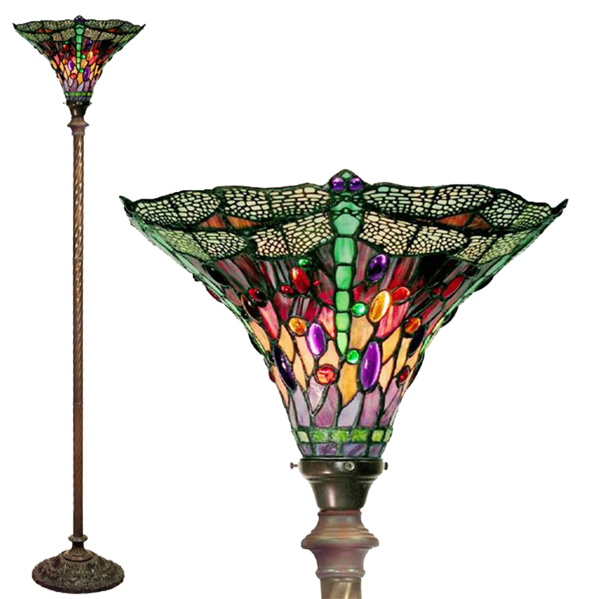 Lampe Torchère Libellule de style Tiffany