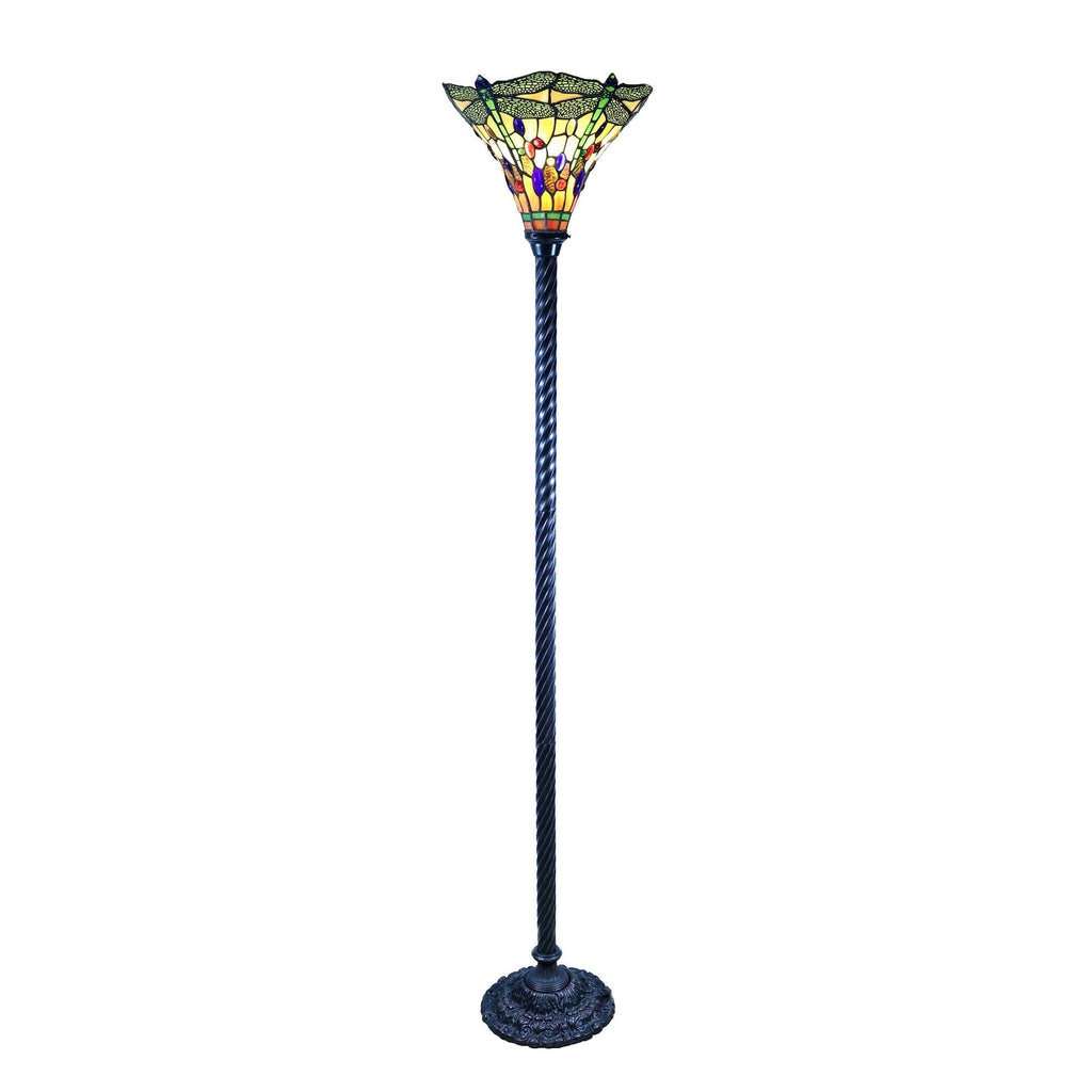 Lampe Torchère Libellule de style Tiffany