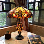 Lampe de table victorienne de style Tiffany à 2 + 1 lumières