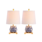 Mini lampe de table en céramique Tiki 16, bleu/blanc (lot de 2) par JONATHAN Y