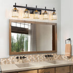 Luminaires de salle de bain modernes à 3, 4 ou 5 lumières en cristal à intensité variable, pour miroir