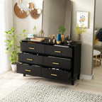 Commode double Timechee à 6 tiroirs, 47,2 po de largeur, pieds en bois massif, coffre laqué