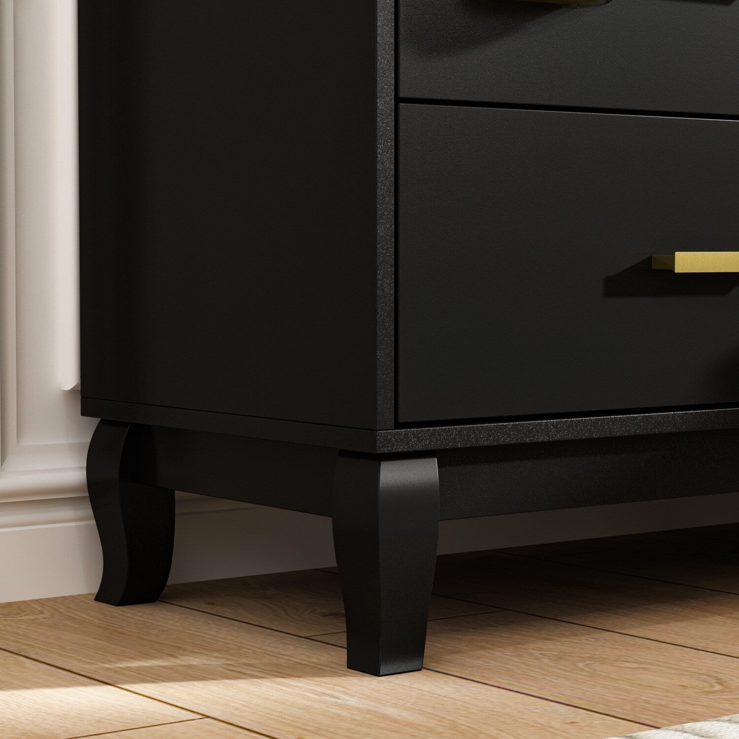 Commode double Timechee à 6 tiroirs, 47,2 po de largeur, pieds en bois massif, coffre laqué