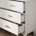 Commode double Timechee à 6 tiroirs, 47,2 po de largeur, pieds en bois massif, coffre laqué