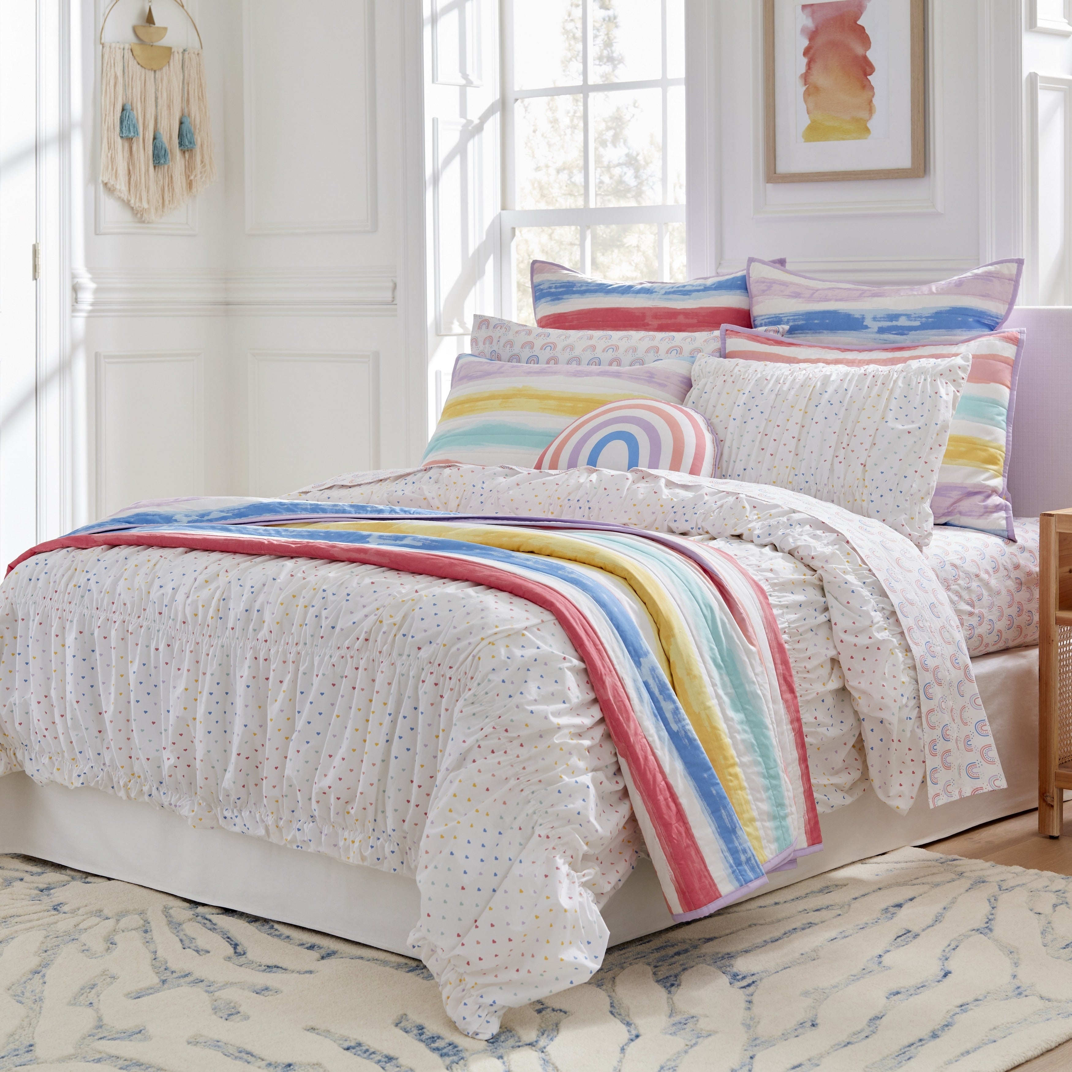 Parure de lit en coton à volants Lullaby Bedding Tiny Hearts